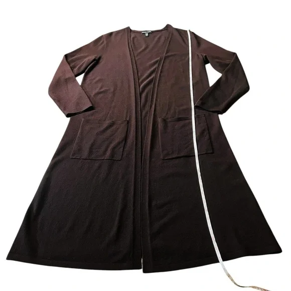 EILEEN FISHER LONG PLUM OPEN SWEATER DUSTER SIZE SMALL - Picture 6 of 8